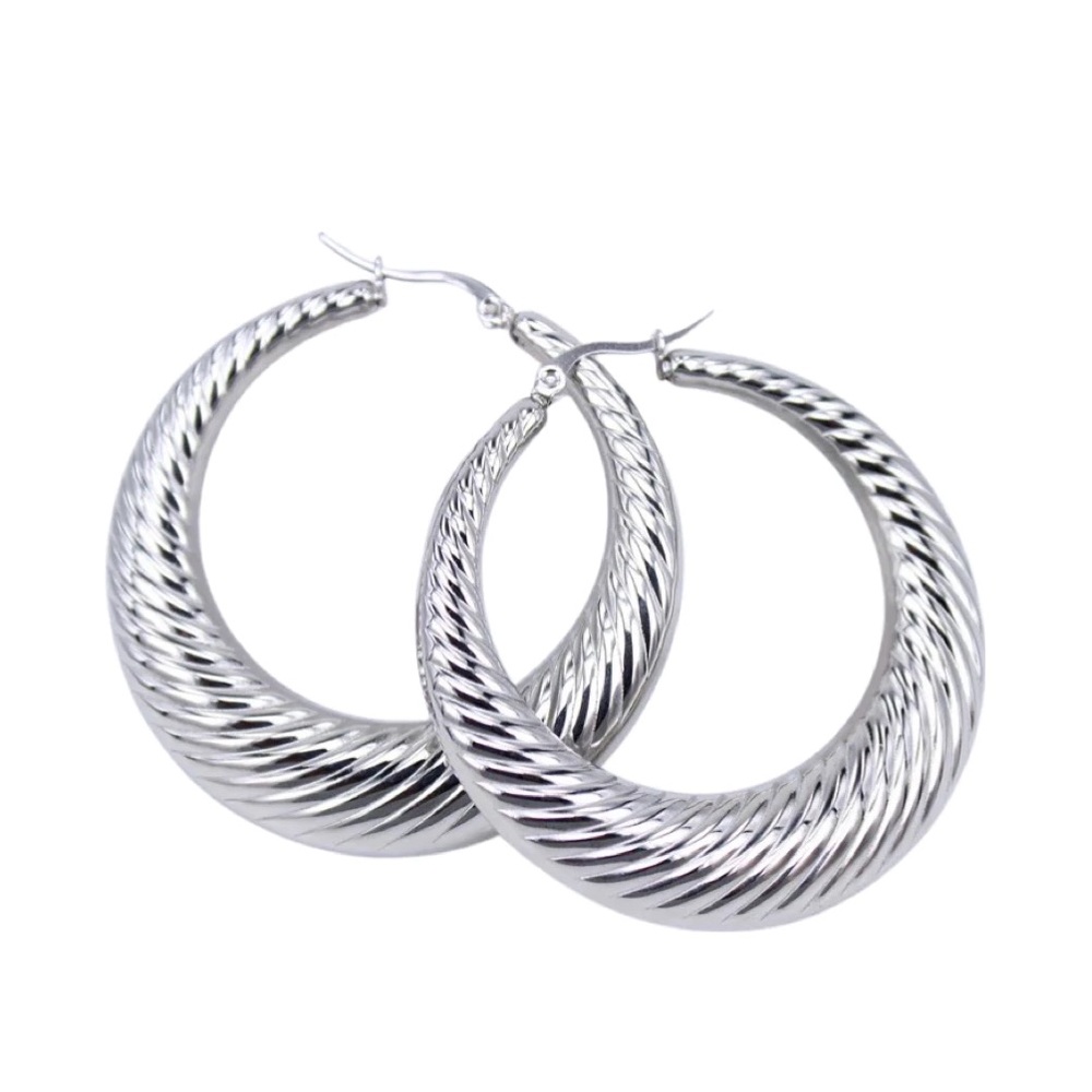 White gold plated hoop earrings - Picture 2 of 3